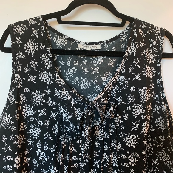 Womens Plus Size Speed Limit MPH Black & White Floral Tank Top 2X - Picture 16 of 16